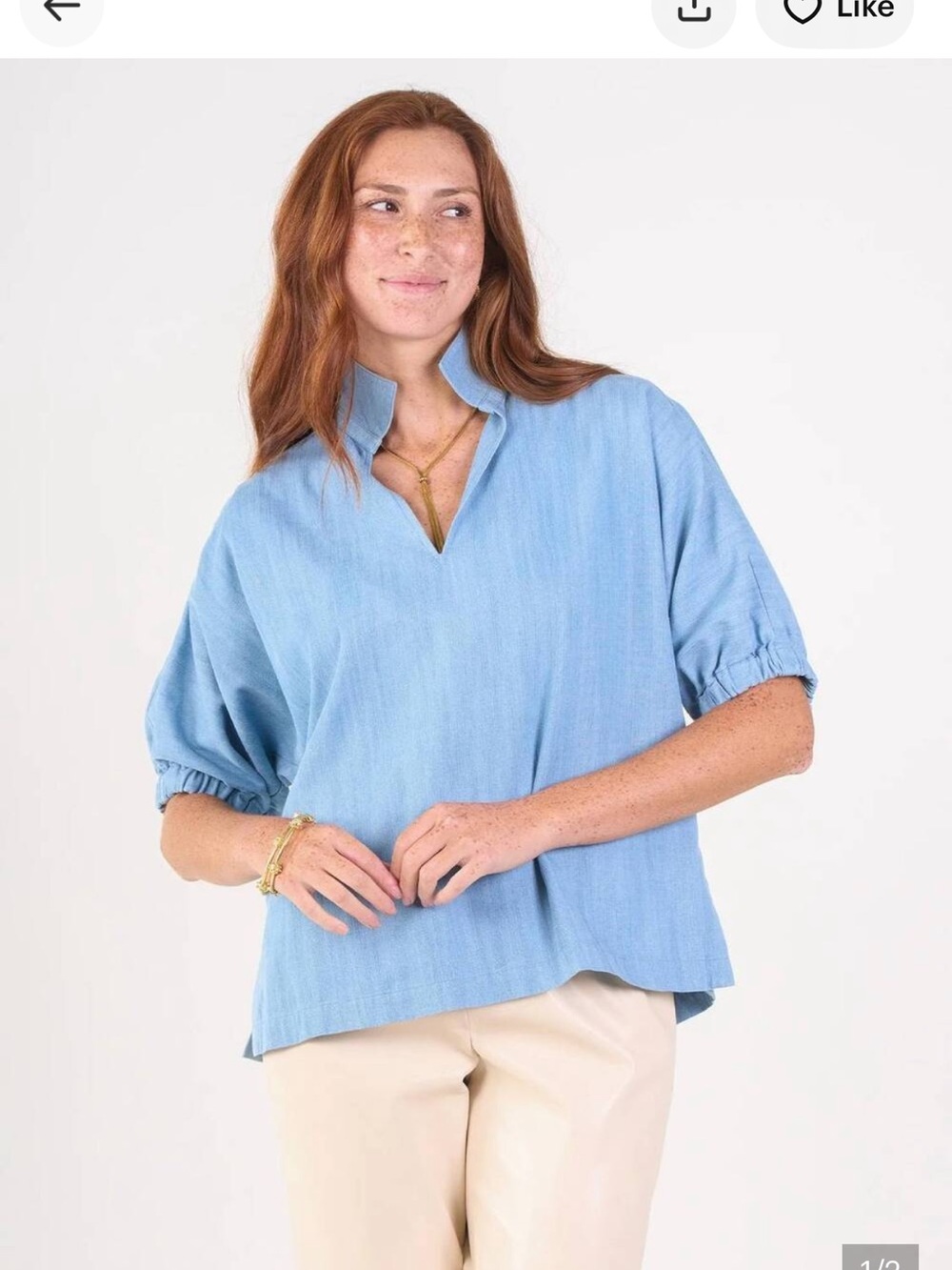 Emily McCarthy medium Light Blue Women's Collared poppy